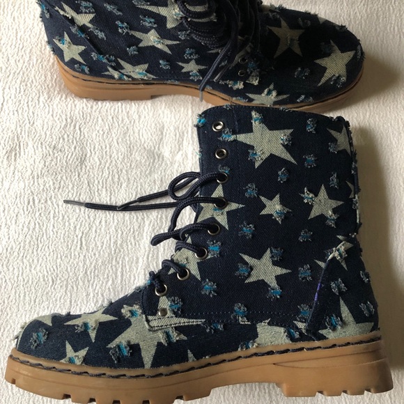 Denim Combat Boots - Picture 5 of 6